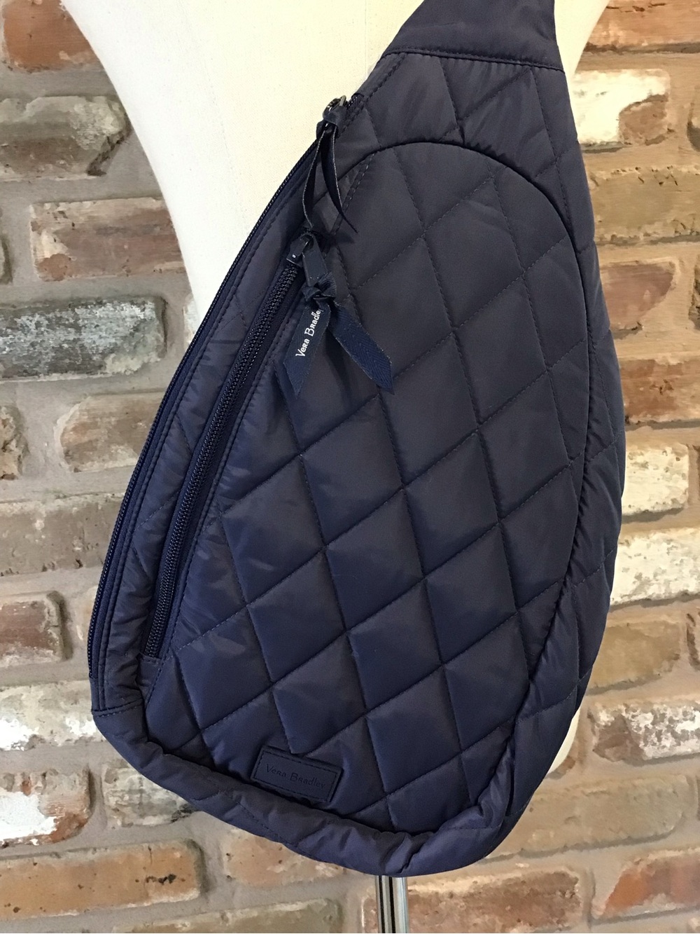 Vera Bradley Women's Ultralight Essential Scroll Navy Quilted Sling Backpack - Picture 4 of 10